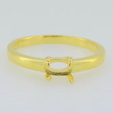 Sterling Silver Semi Mount Ring Setting Cab Oval OV 5x3mm Yellow Gold Plated - Syzjewelry